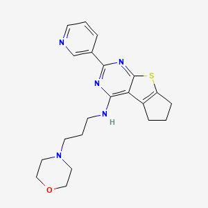 molecular formula C21H25N5OS B1226030 N-[3-(4-morpholinyl)propyl]-3-(3-pyridinyl)-7,8-dihydro-6H-cyclopenta[4,5]thieno[1,2-c]pyrimidin-1-amine 