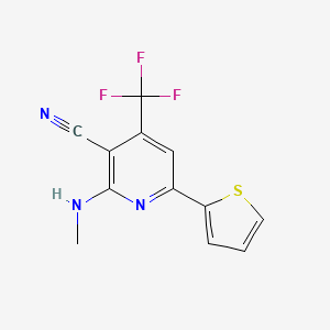molecular formula C12H8F3N3S B1226031 2-(甲基氨基)-6-噻吩-2-基-4-(三氟甲基)-3-吡啶甲腈 