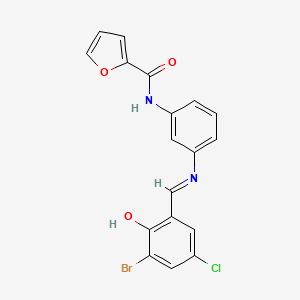 molecular formula C18H12BrClN2O3 B1226047 N-[3-[(5-bromo-3-chloro-6-oxo-1-cyclohexa-2,4-dienylidene)methylamino]phenyl]-2-furancarboxamide 