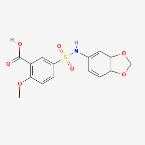 molecular formula C15H13NO7S B1226062 5-(1,3-Benzodioxol-5-ylsulfamoyl)-2-methoxybenzoic acid 