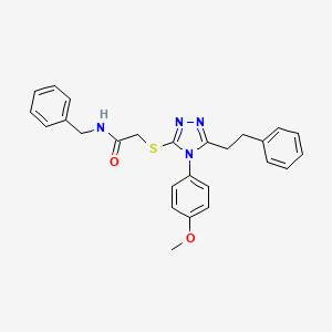 molecular formula C26H26N4O2S B1226072 2-[[4-(4-methoxyphenyl)-5-(2-phenylethyl)-1,2,4-triazol-3-yl]thio]-N-(phenylmethyl)acetamide 