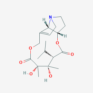 molecular formula C18H27NO6 B1226080 (1S,4S,5S,6S,16S)-5,6-dihydroxy-5,6-dimethyl-4-propan-2-yl-2,8-dioxa-13-azatricyclo[8.5.1.013,16]hexadec-10-ene-3,7-dione 