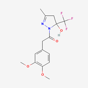 molecular formula C15H17F3N2O4 B1226086 2-(3,4-二甲氧基苯基)-1-[5-羟基-3-甲基-5-(三氟甲基)-4H-吡唑-1-基]乙酮 