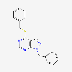 molecular formula C19H16N4S B1226097 1-(Phenylmethyl)-4-(phenylmethylthio)pyrazolo[3,4-d]pyrimidine 