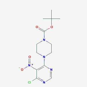 molecular formula C13H18ClN5O4 B122610 1-Boc-4-(6-氯-5-硝基-4-嘧啶基)哌嗪 CAS No. 147539-23-9