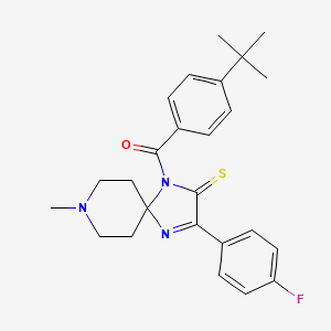 molecular formula C25H28FN3OS B1226117 (4-Tert-butylphenyl)-[2-(4-fluorophenyl)-8-methyl-3-sulfanylidene-1,4,8-triazaspiro[4.5]dec-1-en-4-yl]methanone 