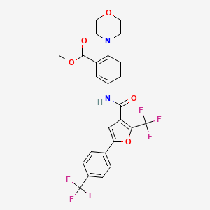 molecular formula C25H20F6N2O5 B1226119 2-(4-Morpholinyl)-5-[[oxo-[2-(trifluoromethyl)-5-[4-(trifluoromethyl)phenyl]-3-furanyl]methyl]amino]benzoic acid methyl ester 