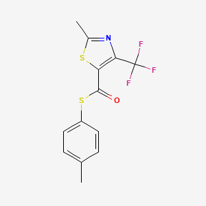 molecular formula C13H10F3NOS2 B1226138 2-甲基-4-(三氟甲基)-5-噻唑硫代甲酸 S-(4-甲基苯基) 酯 