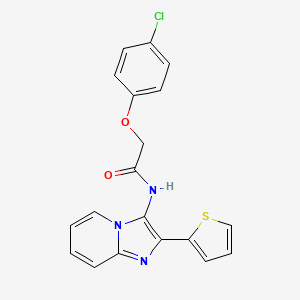 molecular formula C19H14ClN3O2S B1226157 2-(4-chlorophenoxy)-N-(2-thiophen-2-yl-3-imidazo[1,2-a]pyridinyl)acetamide 