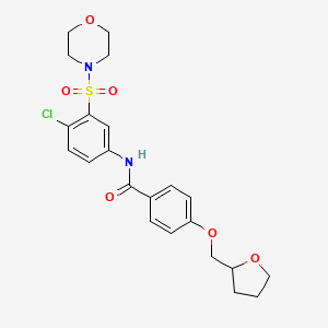 molecular formula C22H25ClN2O6S B1226158 N-[4-chloro-3-(4-morpholinylsulfonyl)phenyl]-4-(2-oxolanylmethoxy)benzamide 