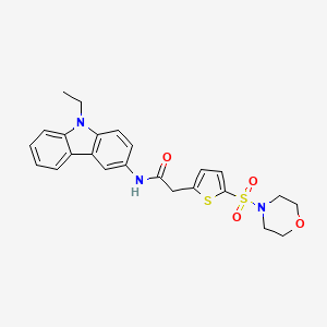 molecular formula C24H25N3O4S2 B1226181 N-(9-ethyl-3-carbazolyl)-2-[5-(4-morpholinylsulfonyl)-2-thiophenyl]acetamide 