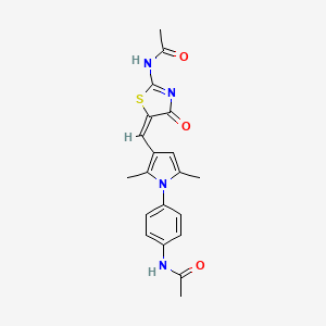 molecular formula C20H20N4O3S B1226198 N-[4-[3-[(E)-(2-acetamido-4-oxo-1,3-thiazol-5-ylidene)methyl]-2,5-dimethylpyrrol-1-yl]phenyl]acetamide 