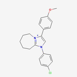 molecular formula C21H22ClN2O+ B1226224 1-(4-chlorophenyl)-3-(4-methoxyphenyl)-6,7,8,9-tetrahydro-5H-imidazo[1,2-a]azepin-4-ium 