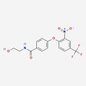 molecular formula C16H13F3N2O5 B1226230 N-(2-hydroxyethyl)-4-[2-nitro-4-(trifluoromethyl)phenoxy]benzamide 