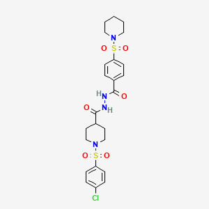1-(4-chlorophenyl)sulfonyl-N'-[oxo-[4-(1-piperidinylsulfonyl)phenyl]methyl]-4-piperidinecarbohydrazide