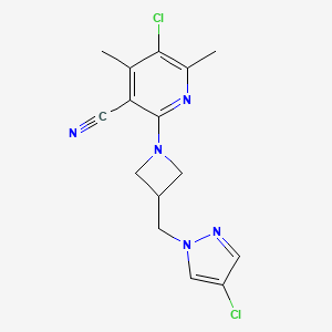 5-chloro-2-{3-[(4-chloro-1H-pyrazol-1-yl)methyl]azetidin-1-yl}-4,6-dimethylpyridine-3-carbonitrile