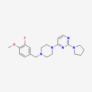 4-{4-[(3-Fluoro-4-methoxyphenyl)methyl]piperazin-1-yl}-2-(pyrrolidin-1-yl)pyrimidine