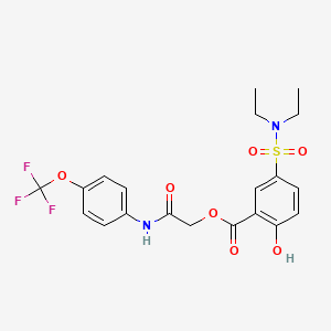molecular formula C20H21F3N2O7S B1226239 5-(Diethylsulfamoyl)-2-hydroxybenzoic acid [2-oxo-2-[4-(trifluoromethoxy)anilino]ethyl] ester 