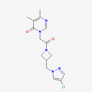 3-(2-{3-[(4-chloro-1H-pyrazol-1-yl)methyl]azetidin-1-yl}-2-oxoethyl)-5,6-dimethyl-3,4-dihydropyrimidin-4-one