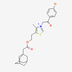 molecular formula C26H31BrNO3S+ B1226246 2-(1-Adamantyl)acetic acid 2-[3-[2-(4-bromophenyl)-2-oxoethyl]-4-methyl-5-thiazol-3-iumyl]ethyl ester 