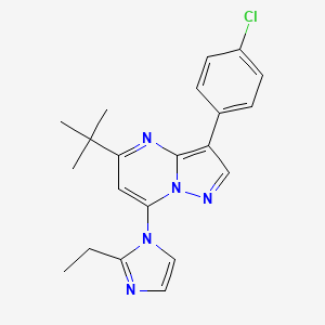 molecular formula C21H22ClN5 B1226251 5-Tert-butyl-3-(4-chlorophenyl)-7-(2-ethyl-1-imidazolyl)pyrazolo[1,5-a]pyrimidine 
