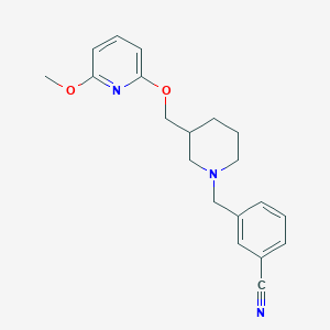 3-[(3-{[(6-Methoxypyridin-2-yl)oxy]methyl}piperidin-1-yl)methyl]benzonitrile