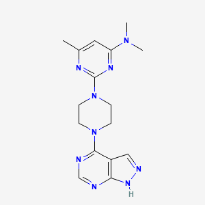 N,N,6-trimethyl-2-(4-{1H-pyrazolo[3,4-d]pyrimidin-4-yl}piperazin-1-yl)pyrimidin-4-amine