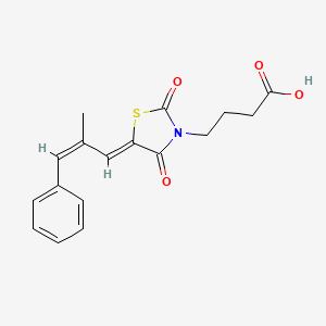 molecular formula C17H17NO4S B1226271 4-[(5Z)-5-[(Z)-2-methyl-3-phenylprop-2-enylidene]-2,4-dioxo-1,3-thiazolidin-3-yl]butanoic acid 