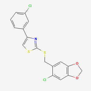 2-{[(6-Chloro-1,3-benzodioxol-5-yl)methyl]sulfanyl}-4-(3-chlorophenyl)-1,3-thiazole