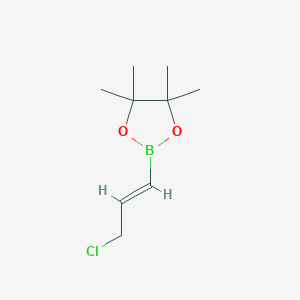 molecular formula C9H16BClO2 B122628 2-(3-Chloroprop-1-en-1-yl)-4,4,5,5-tetramethyl-1,3,2-dioxaborolane CAS No. 153724-93-7