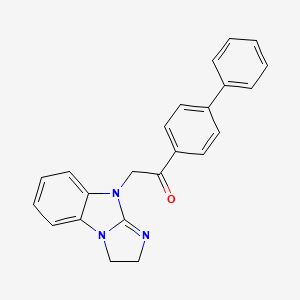 molecular formula C23H19N3O B1226284 2-(1,2-Dihydroimidazo[1,2-a]benzimidazol-4-yl)-1-(4-phenylphenyl)ethanone 