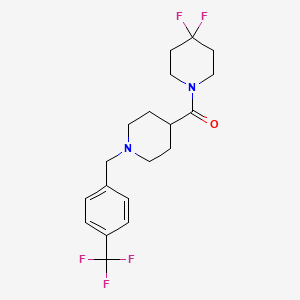 molecular formula C19H23F5N2O B12262906 4,4-Difluoro-1-(1-{[4-(trifluoromethyl)phenyl]methyl}piperidine-4-carbonyl)piperidine 