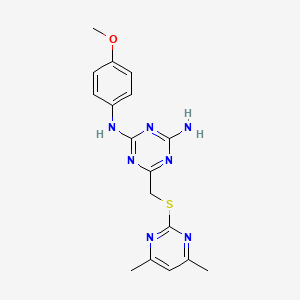6-[[(4,6-dimethyl-2-pyrimidinyl)thio]methyl]-N2-(4-methoxyphenyl)-1,3,5-triazine-2,4-diamine