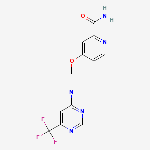 molecular formula C14H12F3N5O2 B12262916 4-({1-[6-(Trifluoromethyl)pyrimidin-4-yl]azetidin-3-yl}oxy)pyridine-2-carboxamide 