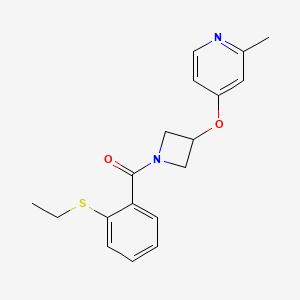 molecular formula C18H20N2O2S B12262917 4-({1-[2-(Ethylsulfanyl)benzoyl]azetidin-3-yl}oxy)-2-methylpyridine 