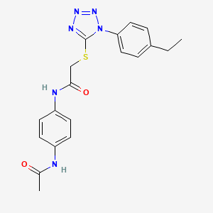 molecular formula C19H20N6O2S B1226292 N-(4-acetamidophenyl)-2-[[1-(4-ethylphenyl)-5-tetrazolyl]thio]acetamide 