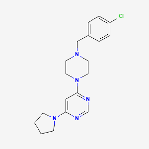 molecular formula C19H24ClN5 B12262923 4-{4-[(4-Chlorophenyl)methyl]piperazin-1-yl}-6-(pyrrolidin-1-yl)pyrimidine 