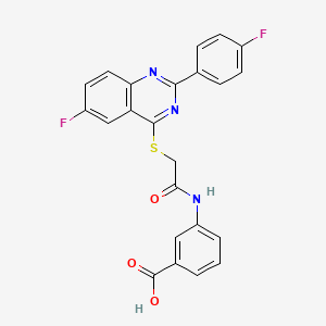 molecular formula C23H15F2N3O3S B1226295 3-[[2-[[6-氟-2-(4-氟苯基)-4-喹唑啉基]硫]-1-氧代乙基]氨基]苯甲酸 