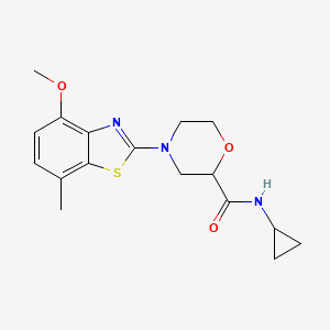 molecular formula C17H21N3O3S B12262957 N-cyclopropyl-4-(4-methoxy-7-methyl-1,3-benzothiazol-2-yl)morpholine-2-carboxamide 