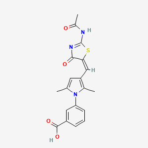 molecular formula C19H17N3O4S B1226296 3-[3-[(E)-(2-acetamido-4-oxo-1,3-thiazol-5-ylidene)methyl]-2,5-dimethylpyrrol-1-yl]benzoic acid 