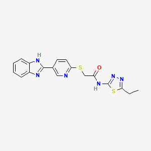 molecular formula C18H16N6OS2 B1226301 2-[[5-(1H-benzimidazol-2-yl)-2-pyridinyl]thio]-N-(5-ethyl-1,3,4-thiadiazol-2-yl)acetamide 