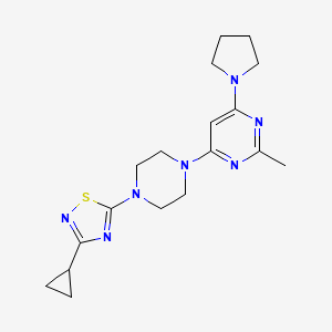 molecular formula C18H25N7S B12263015 4-[4-(3-Cyclopropyl-1,2,4-thiadiazol-5-yl)piperazin-1-yl]-2-methyl-6-(pyrrolidin-1-yl)pyrimidine 