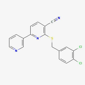 molecular formula C18H11Cl2N3S B1226302 2-[(3,4-Dichlorophenyl)methylthio]-6-(3-pyridinyl)-3-pyridinecarbonitrile 
