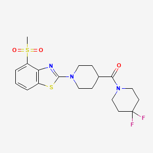 molecular formula C19H23F2N3O3S2 B12263038 2-[4-(4,4-Difluoropiperidine-1-carbonyl)piperidin-1-yl]-4-methanesulfonyl-1,3-benzothiazole 