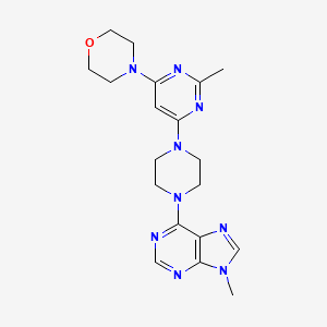 molecular formula C19H25N9O B12263060 9-methyl-6-{4-[2-methyl-6-(morpholin-4-yl)pyrimidin-4-yl]piperazin-1-yl}-9H-purine 