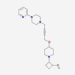 molecular formula C22H32N4O2 B12263085 2-[4-({4-[4-(Pyridin-2-yl)piperazin-1-yl]but-2-yn-1-yl}oxy)piperidin-1-yl]cyclobutan-1-ol 