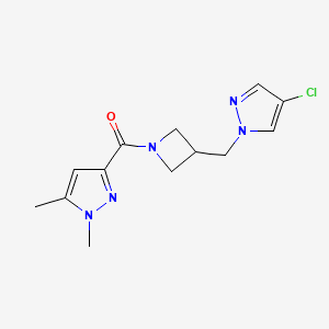 3-{3-[(4-chloro-1H-pyrazol-1-yl)methyl]azetidine-1-carbonyl}-1,5-dimethyl-1H-pyrazole