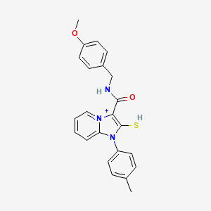 molecular formula C23H22N3O2S+ B1226311 2-mercapto-N-[(4-methoxyphenyl)methyl]-1-(4-methylphenyl)-3-imidazo[1,2-a]pyridin-4-iumcarboxamide 