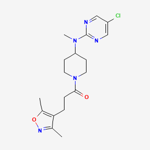 molecular formula C18H24ClN5O2 B12263111 1-{4-[(5-Chloropyrimidin-2-yl)(methyl)amino]piperidin-1-yl}-3-(3,5-dimethyl-1,2-oxazol-4-yl)propan-1-one 