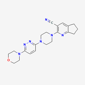 molecular formula C21H25N7O B12263128 2-{4-[6-(morpholin-4-yl)pyridazin-3-yl]piperazin-1-yl}-5H,6H,7H-cyclopenta[b]pyridine-3-carbonitrile 